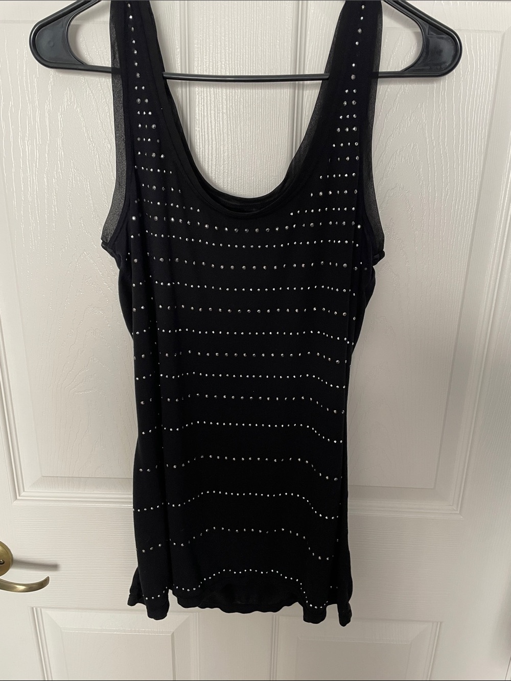White House Black Market Black Sleeveless Studded Tank, L